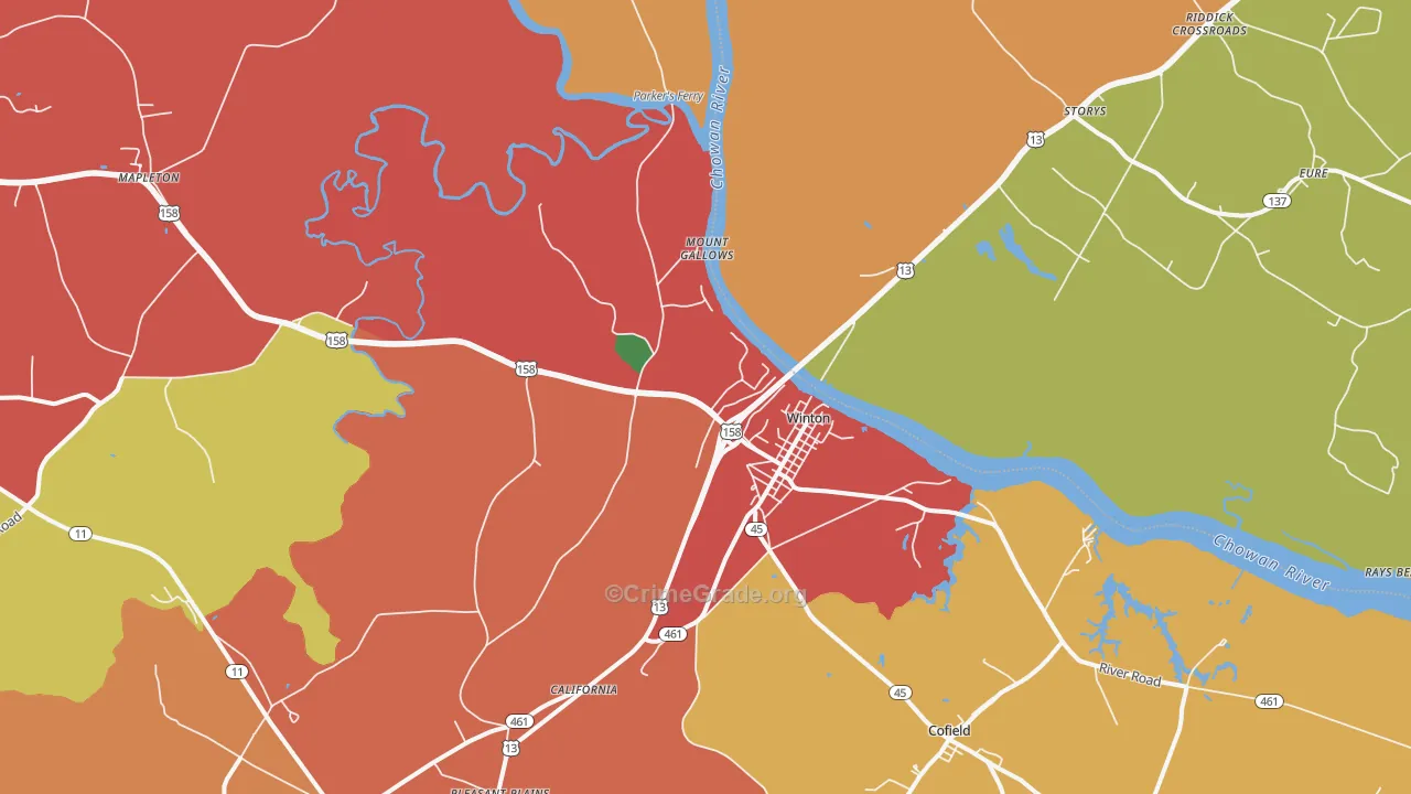 Winton, NC Map of Theft Rates