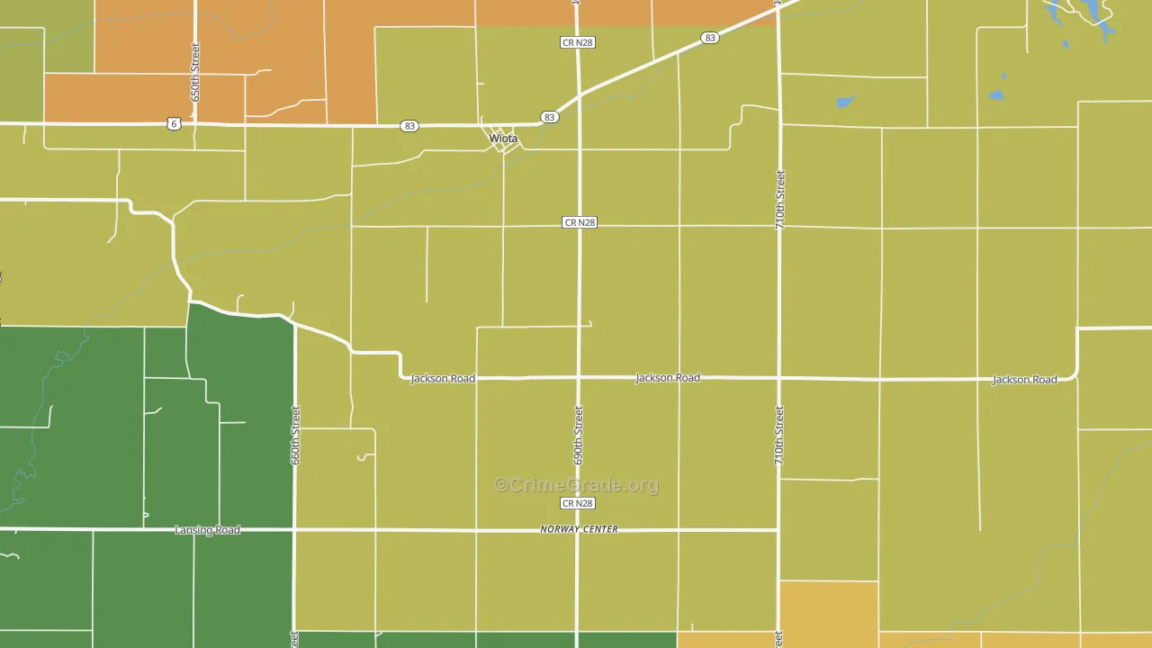 Wiota, IA Map of Theft Rates