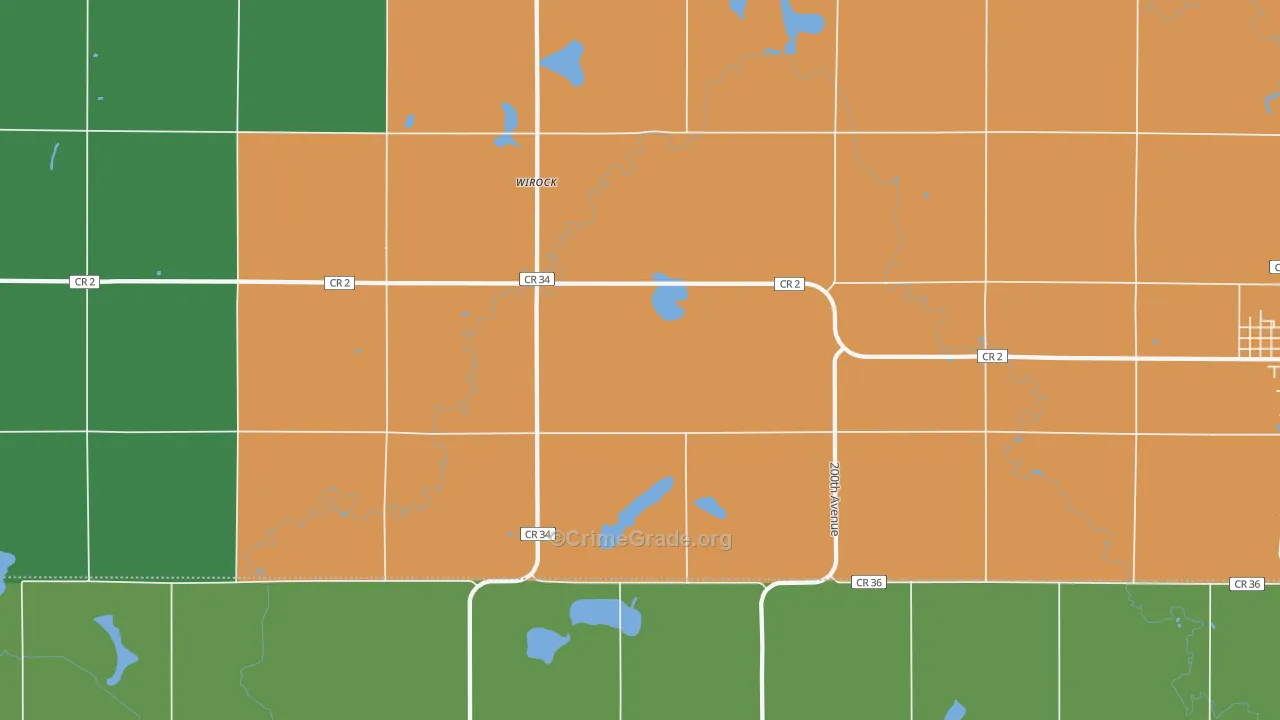 Wirock, MN Map of Theft Rates