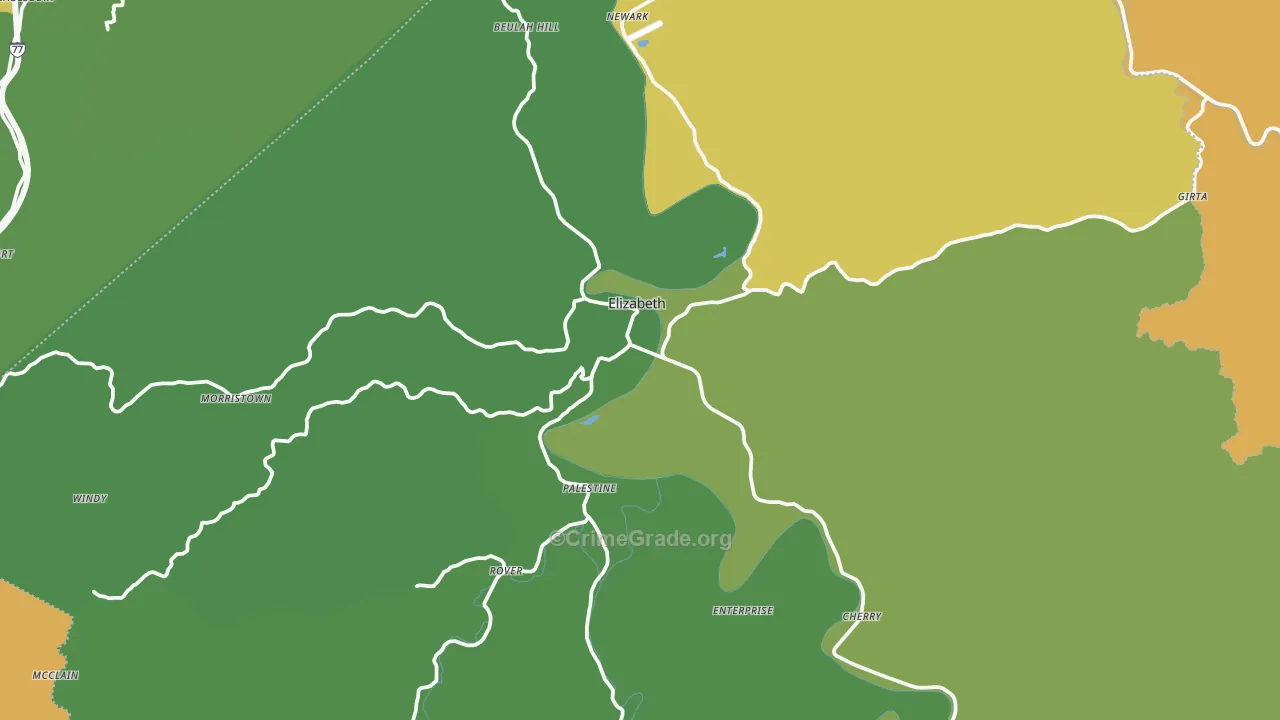 Wirt County, WV Map of Theft Rates