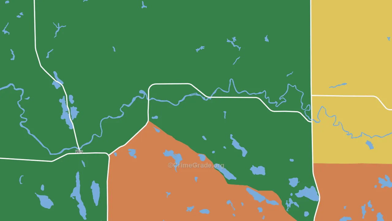Wirt, MN Map of Theft Rates