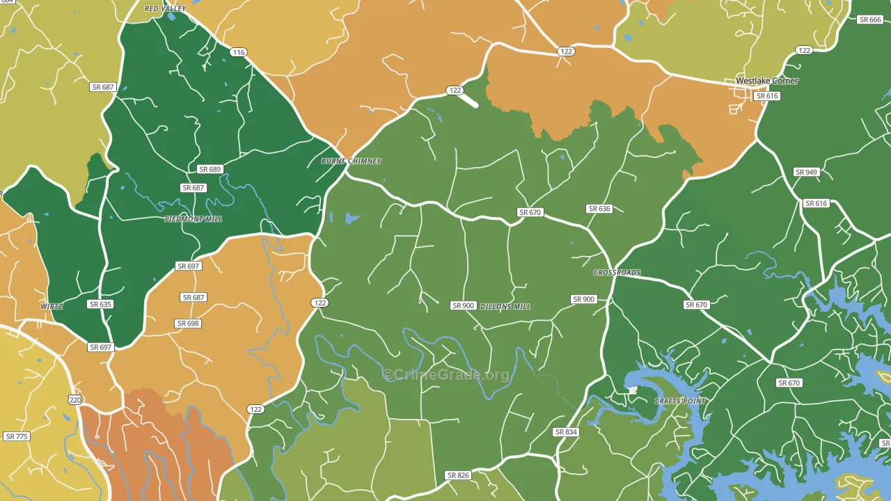 Wirtz, VA Map of Theft Rates