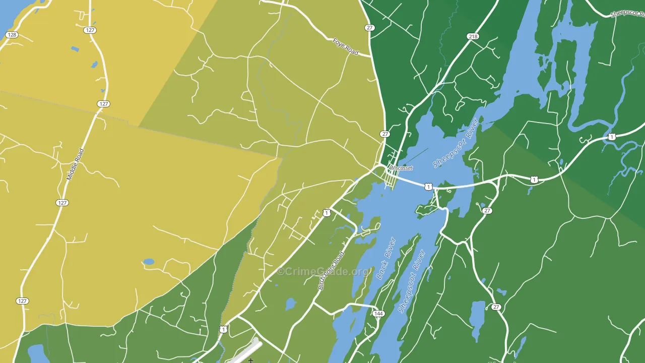 Wiscasset, ME Map of Theft Rates