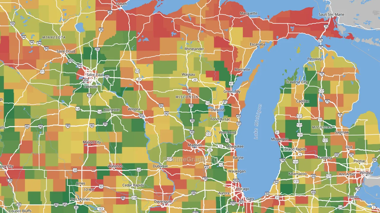 Wisconsin Map of Theft Rates