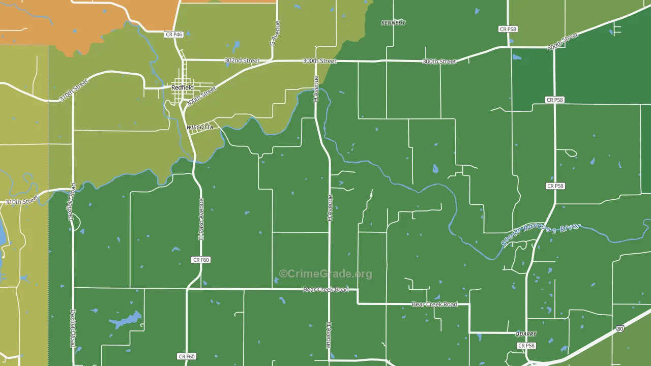 Wiscotta, IA Map of Theft Rates