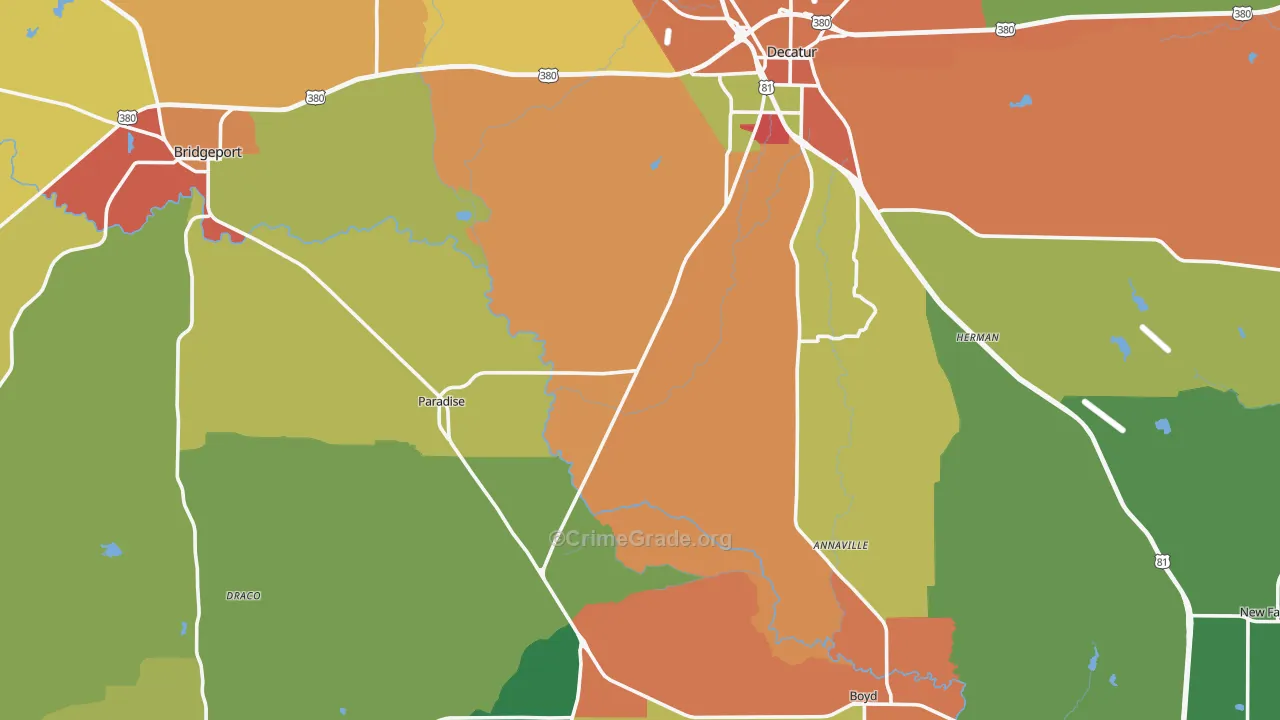 Wise County, TX Map of Theft Rates