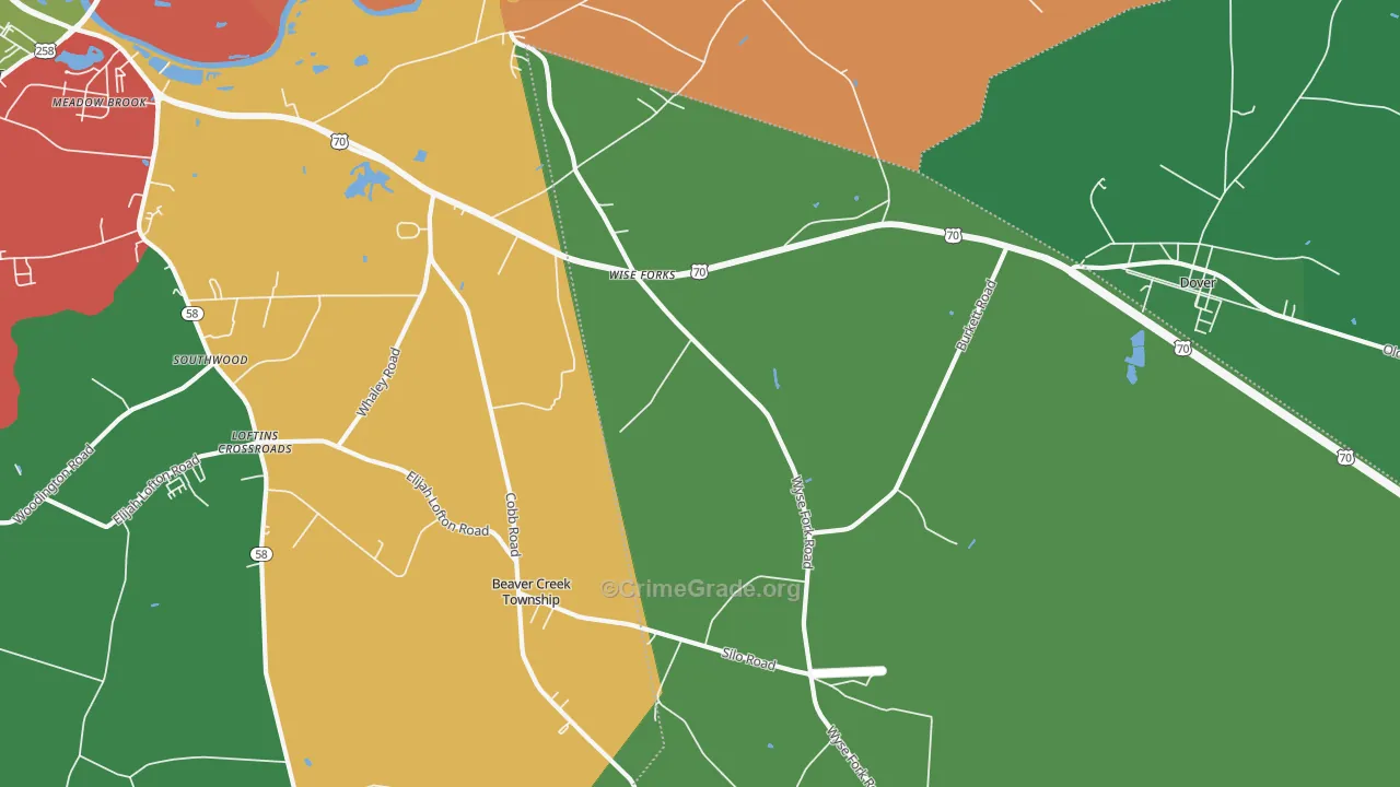 Wise Forks, NC Map of Theft Rates