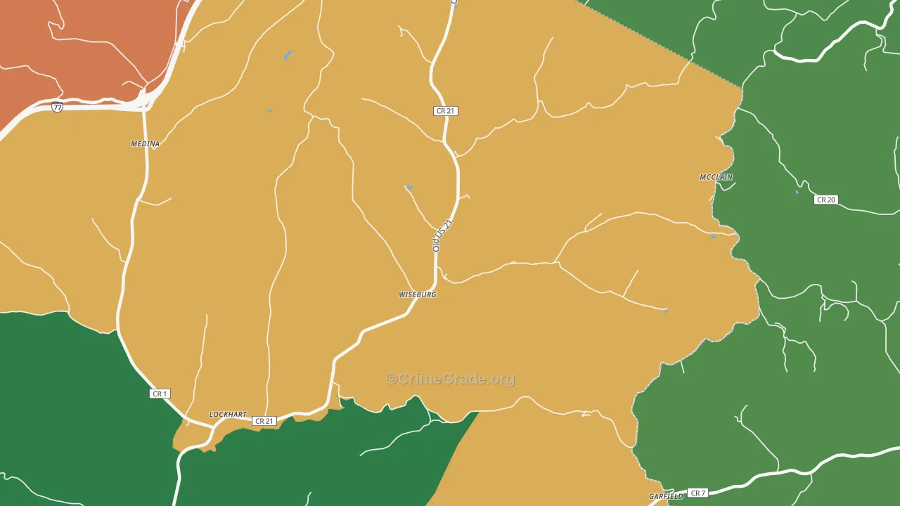Wiseburg, WV Map of Theft Rates