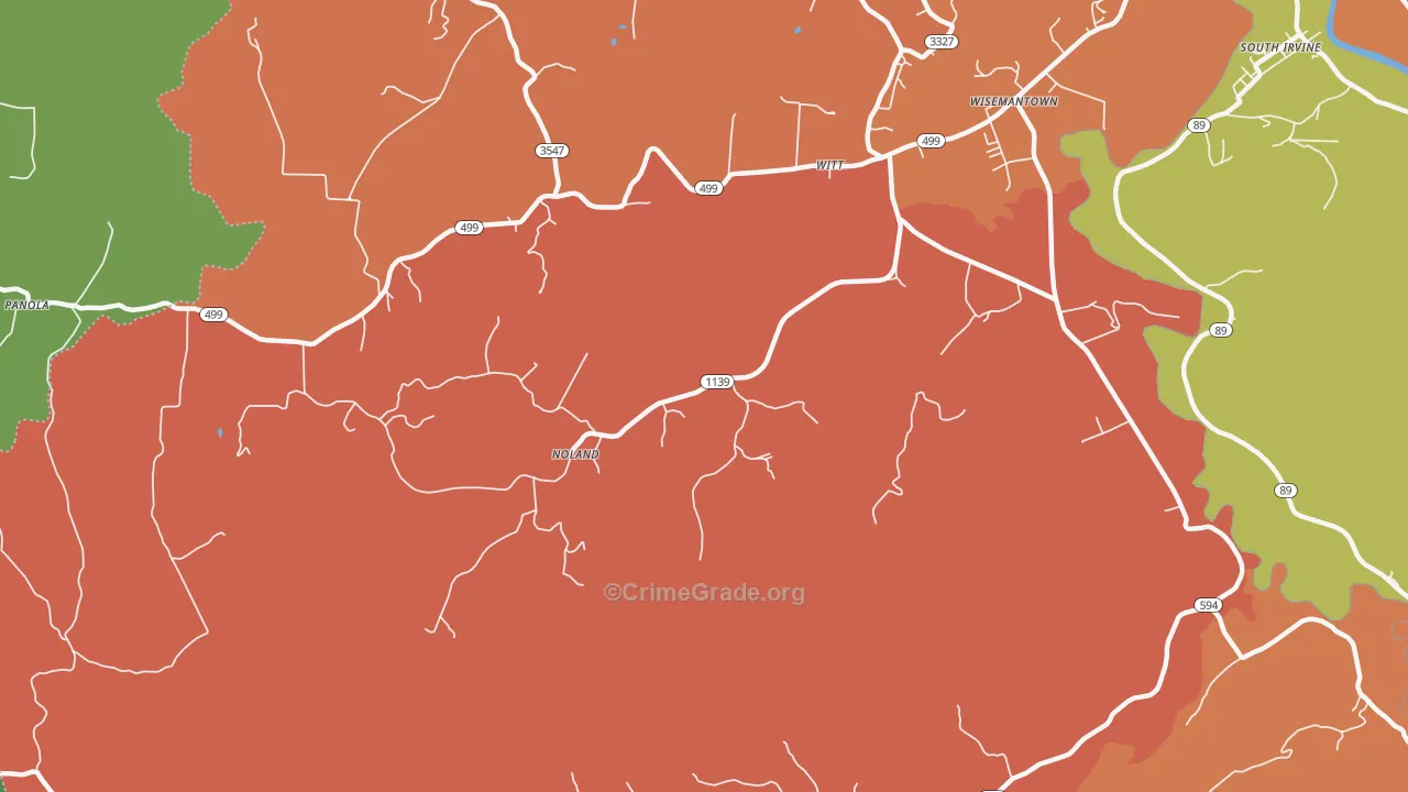 Wisemantown, KY Map of Theft Rates