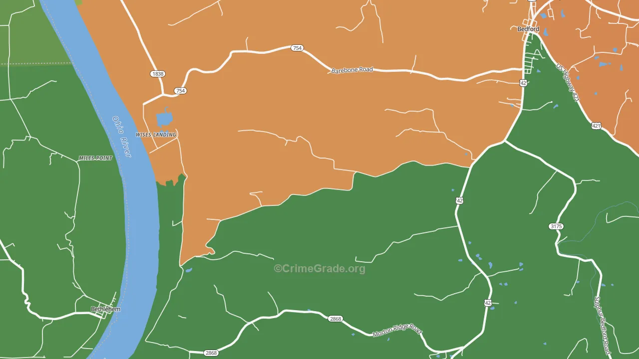 Wises Landing, KY Map of Theft Rates