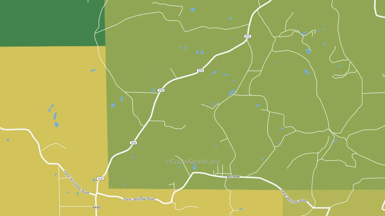 Wishaw, PA Map of Theft Rates