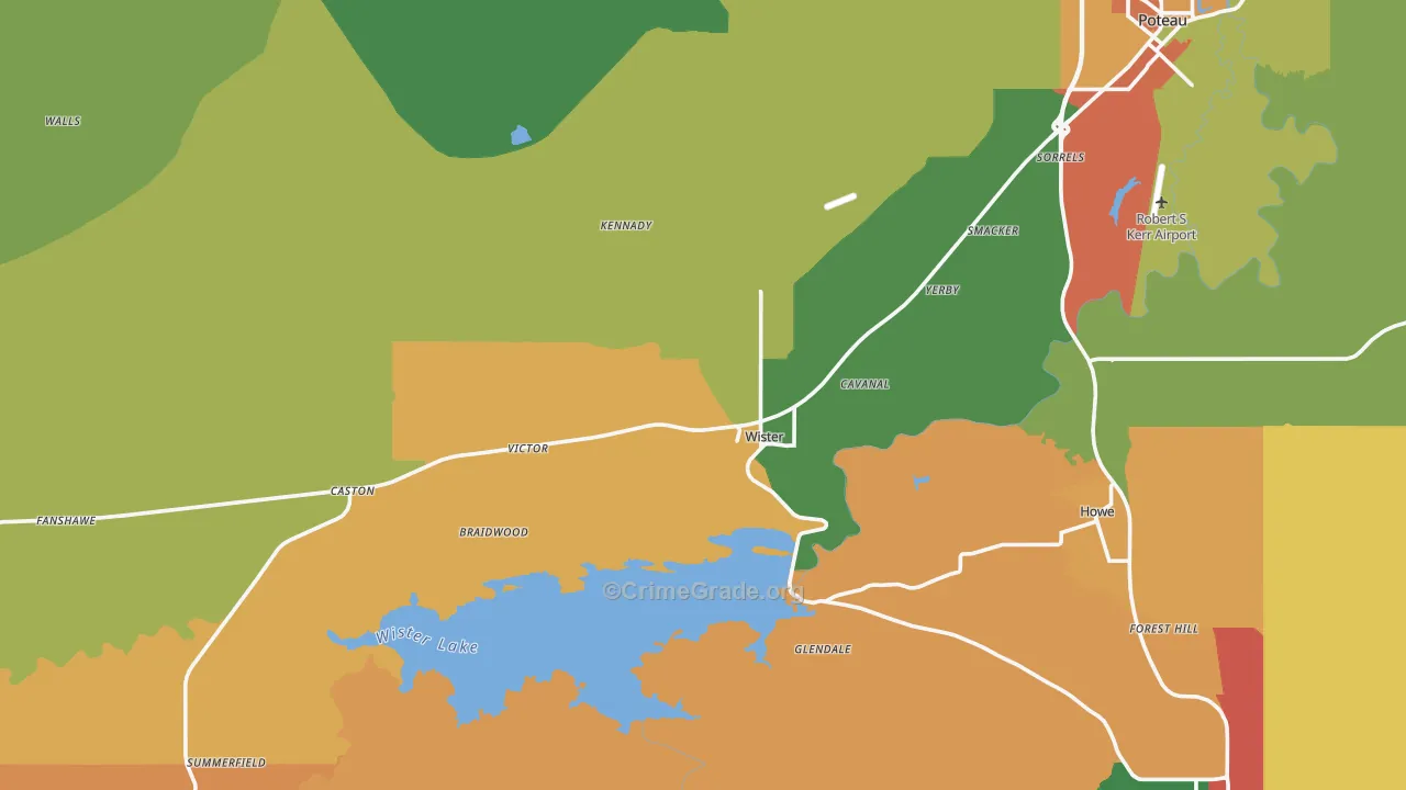 Wister, OK Map of Theft Rates