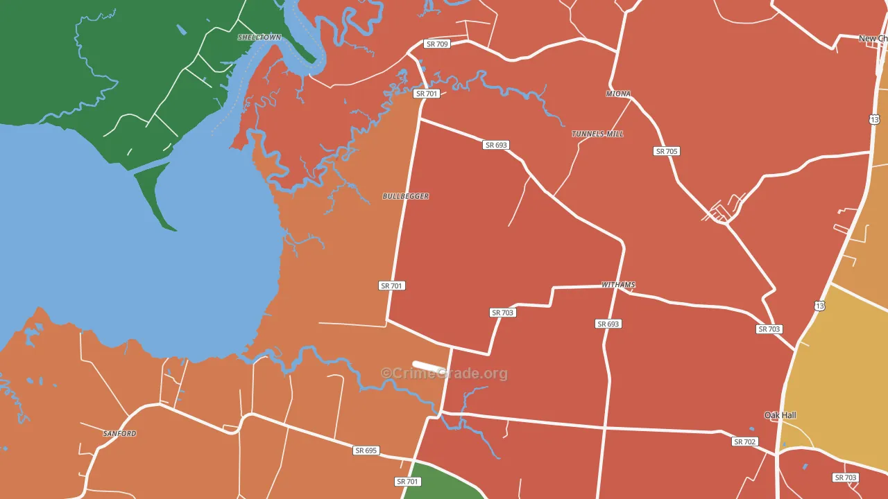 Withams, VA Map of Theft Rates