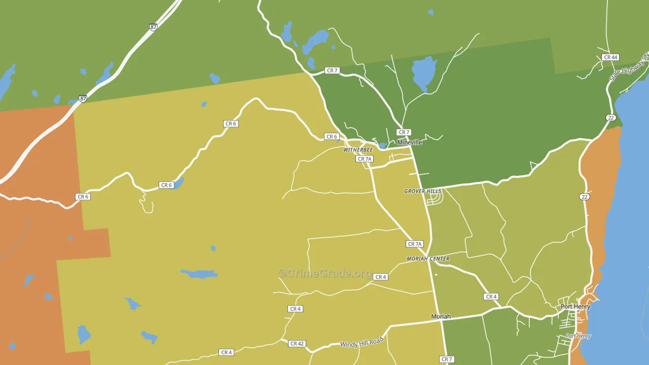 Witherbee, NY Map of Theft Rates