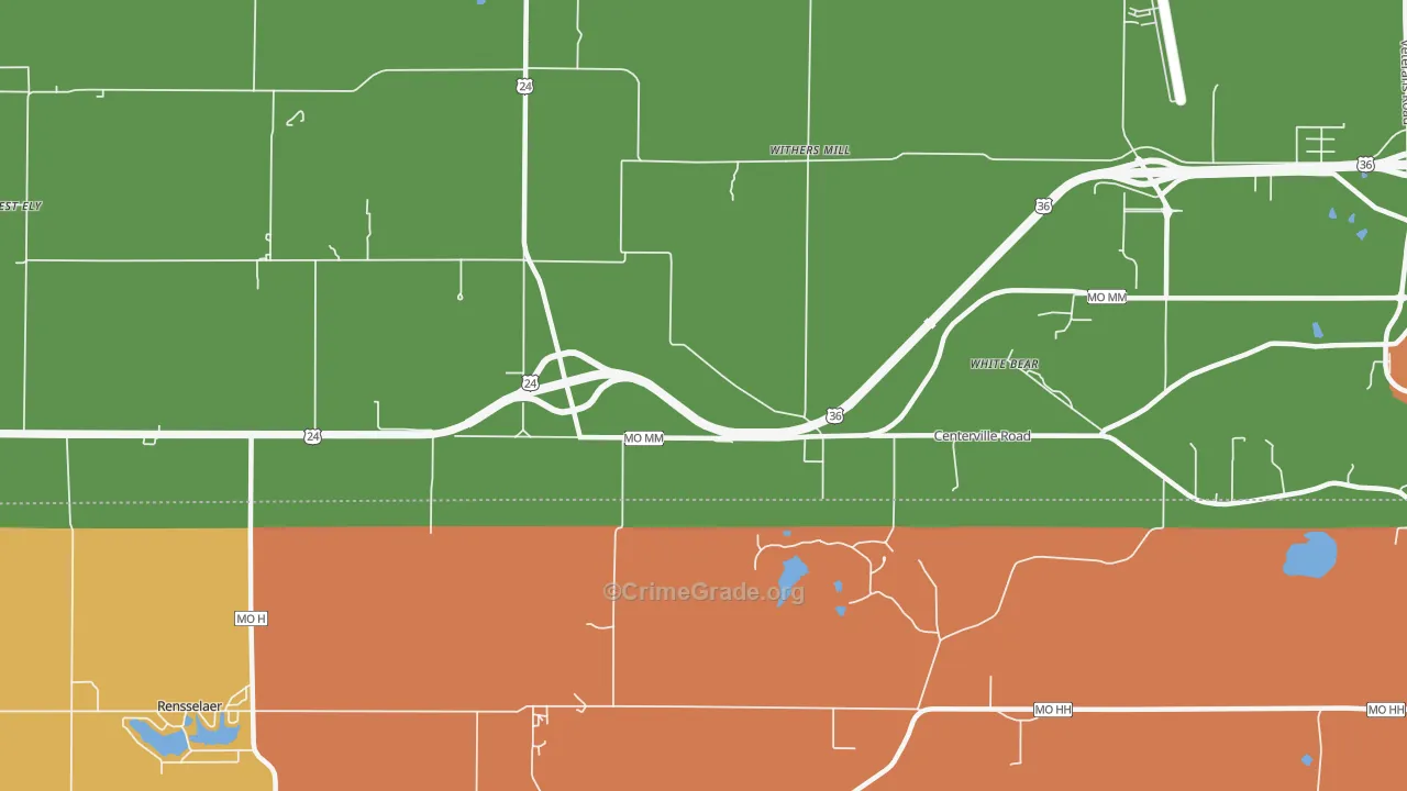 Withers Mill, MO Map of Theft Rates