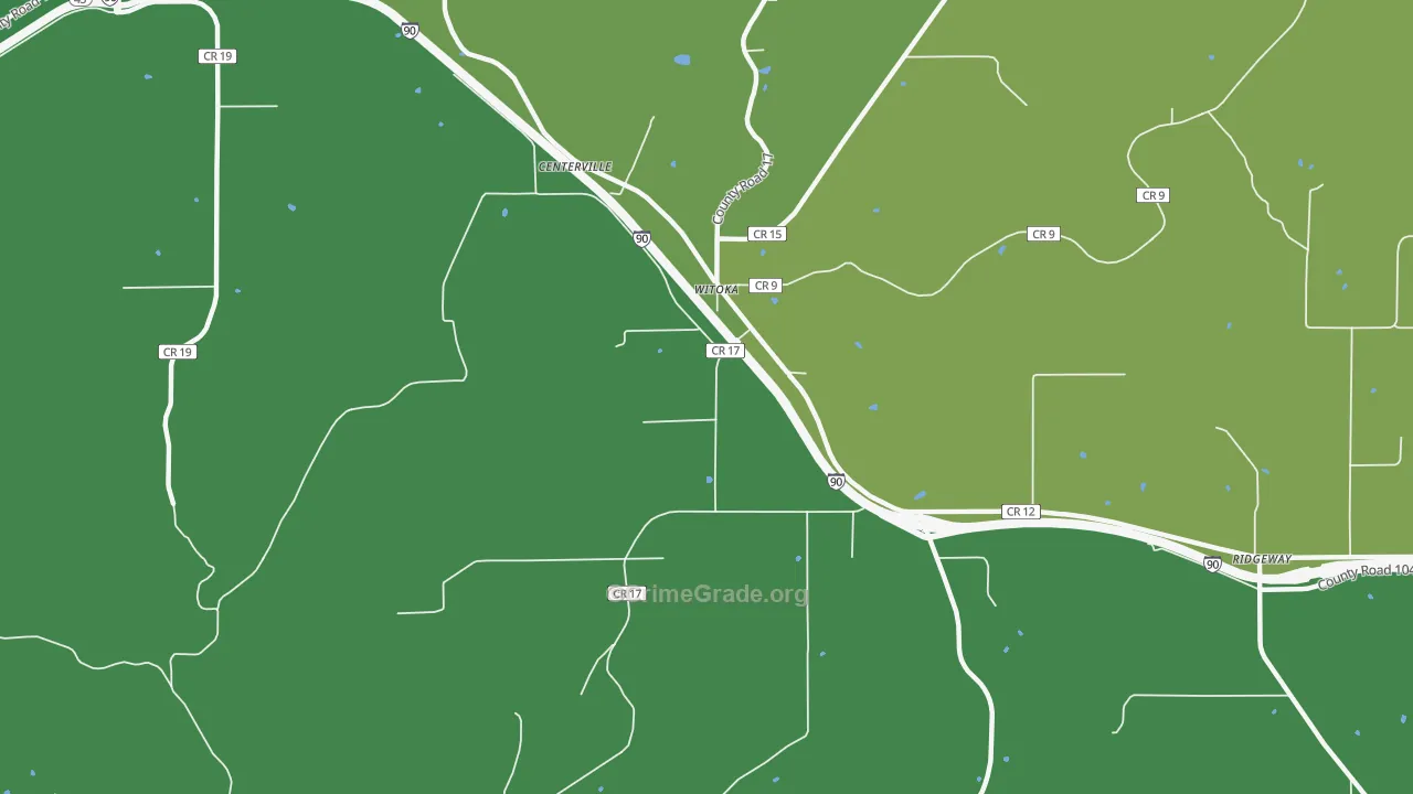 Witoka, MN Map of Theft Rates