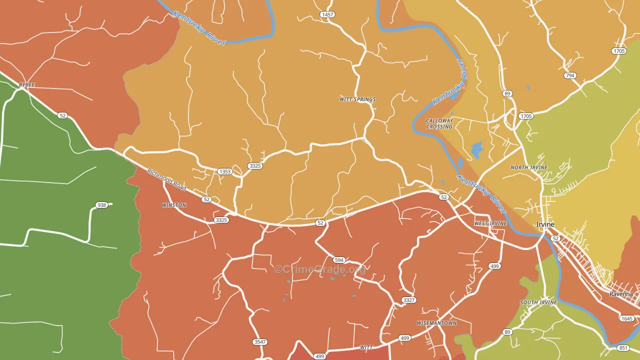 Witt Springs, KY Map of Theft Rates
