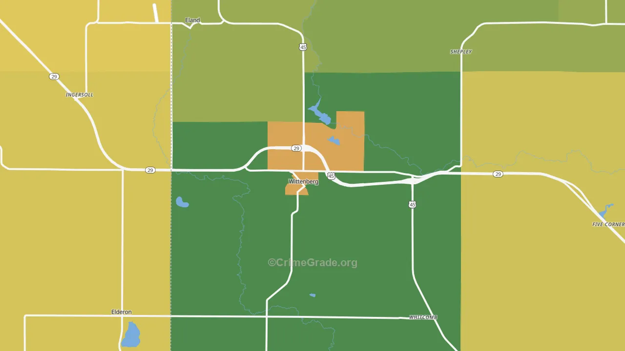 Wittenberg, WI Map of Theft Rates