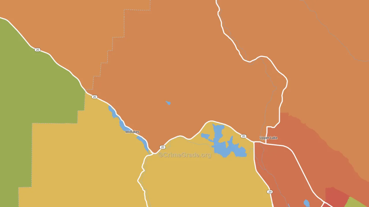Witter Springs, CA Map of Theft Rates