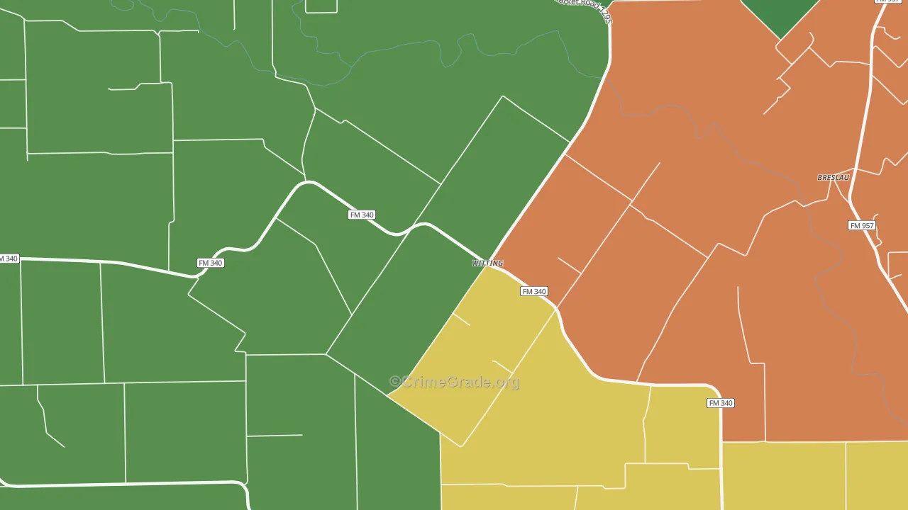Witting, TX Map of Theft Rates
