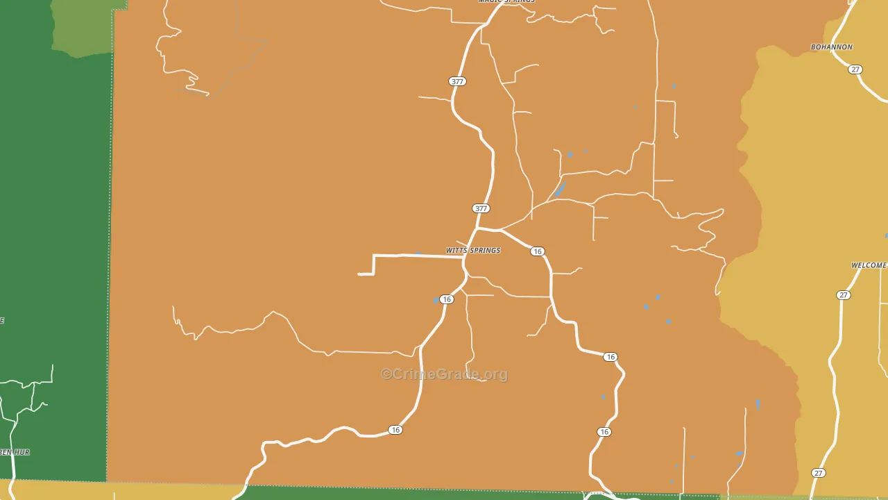 Witts Springs, AR Map of Theft Rates