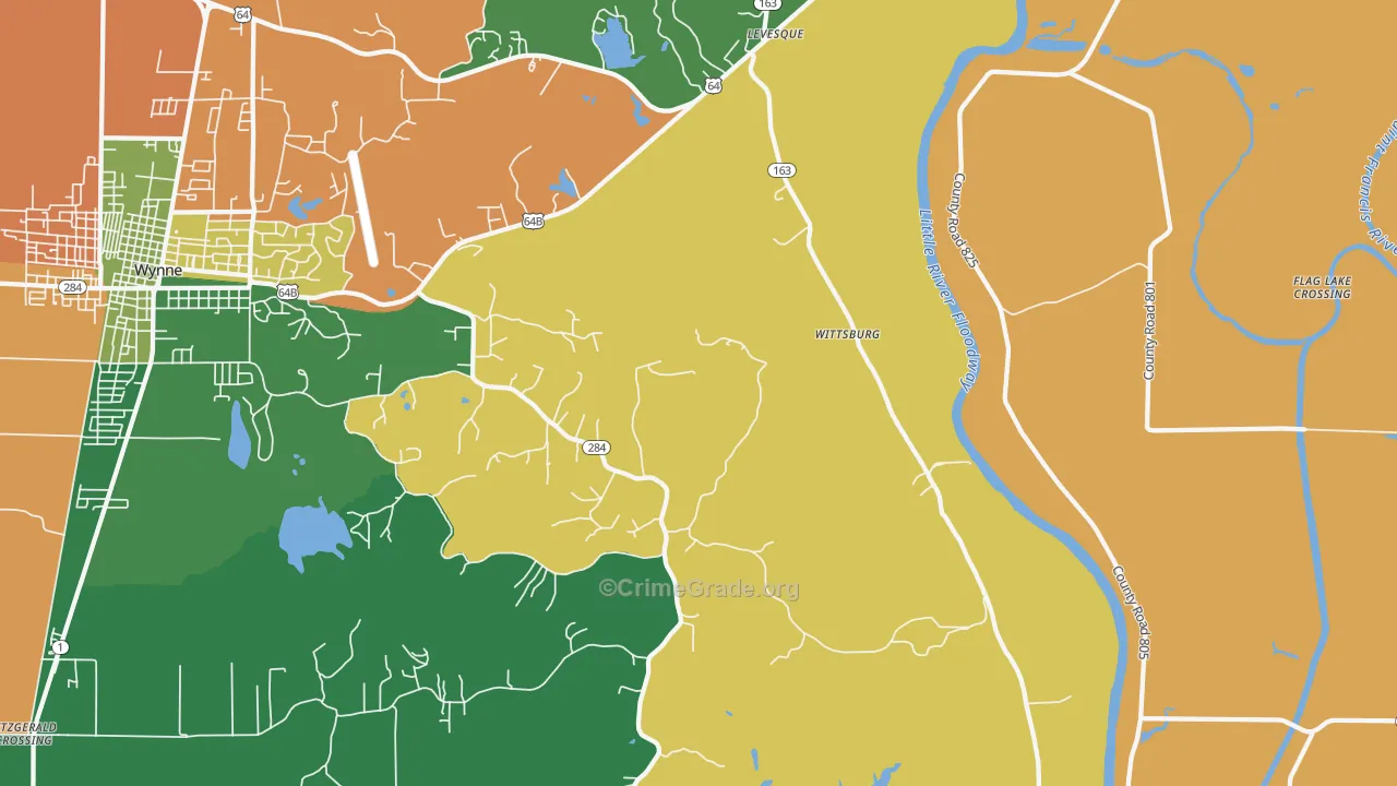 Wittsburg, AR Map of Theft Rates