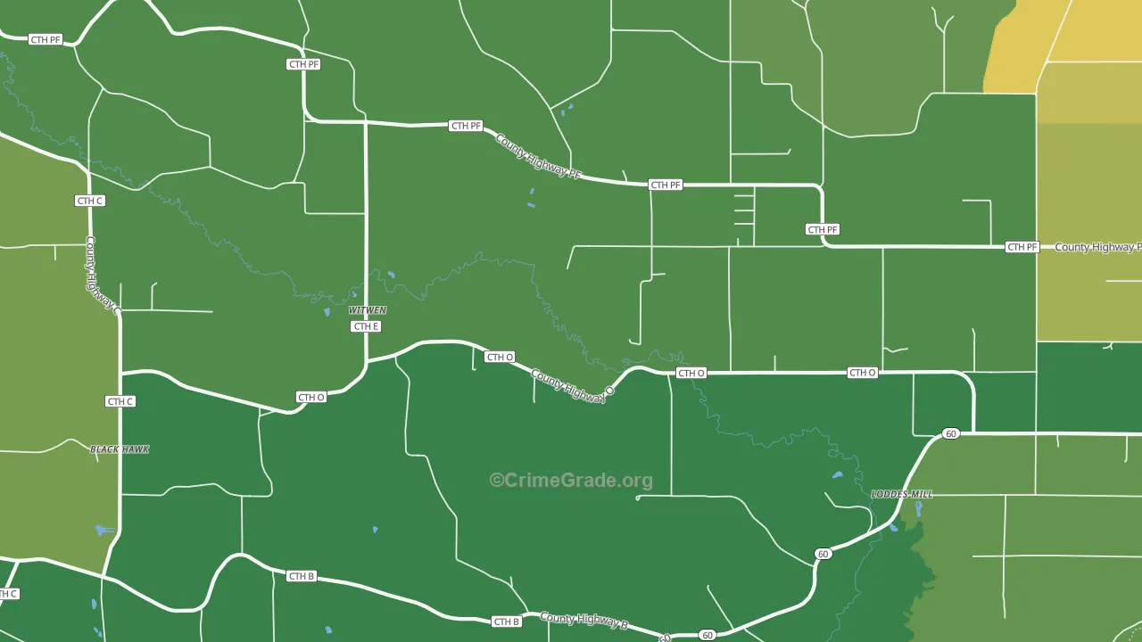 Witwen, WI Map of Theft Rates