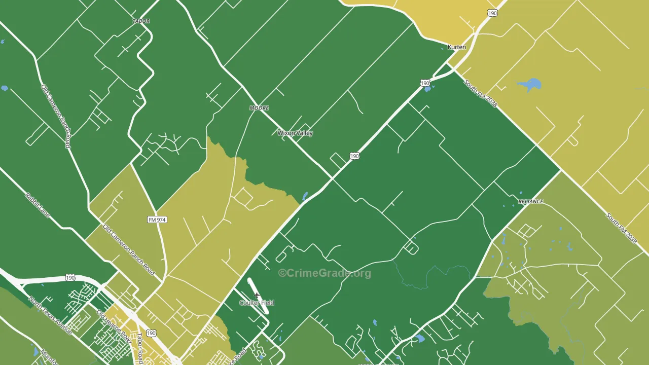 Wixon Valley, TX Map of Theft Rates