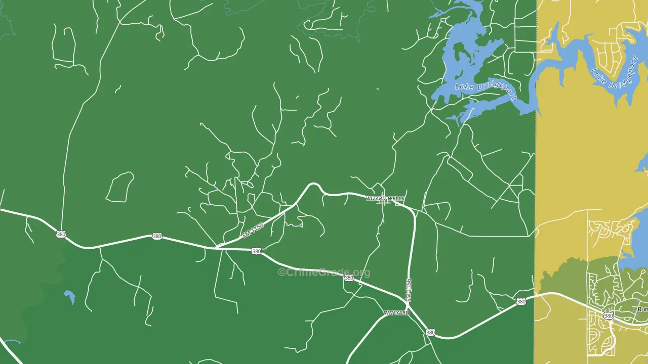 Wizard Wells, TX Map of Theft Rates