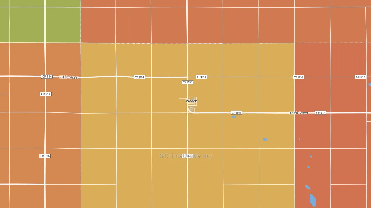 Woden, IA Map of Theft Rates