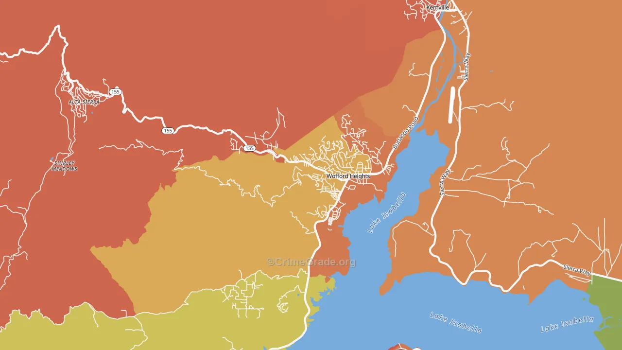 Wofford Heights, CA Map of Theft Rates