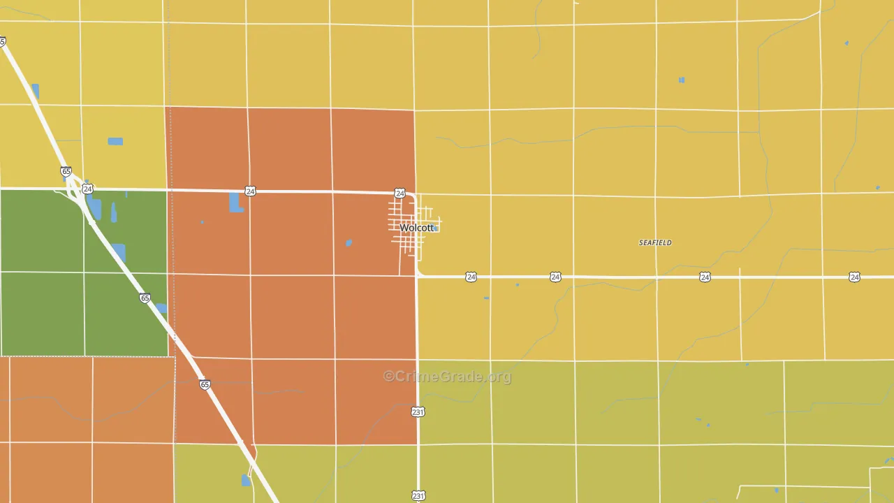 Wolcott, IN Map of Theft Rates