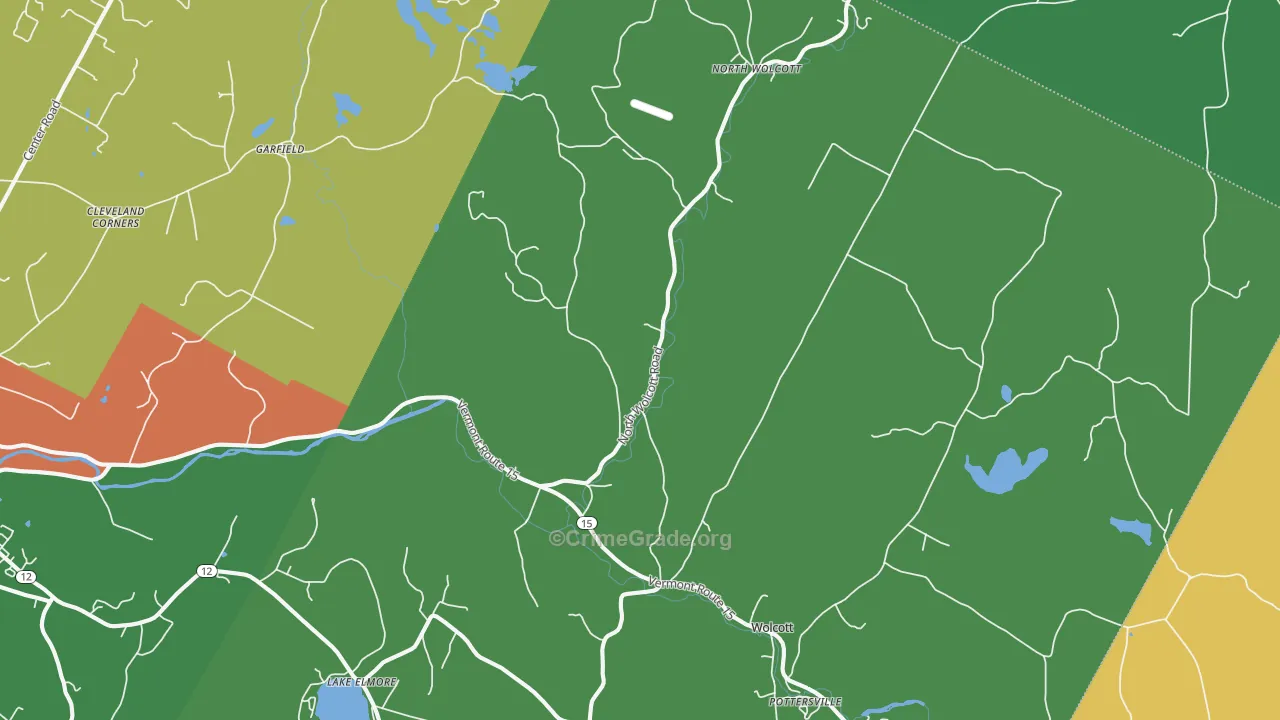 Wolcott, VT Map of Theft Rates