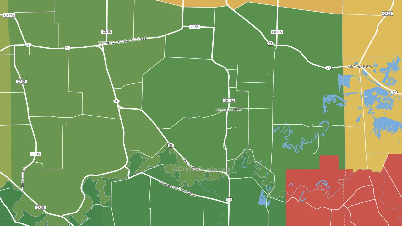 Wolcottsville, NY Map of Theft Rates