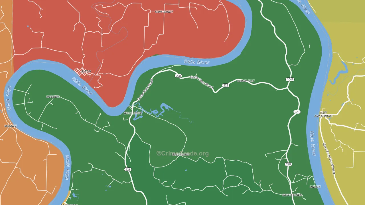Wolf Creek, KY Map of Theft Rates
