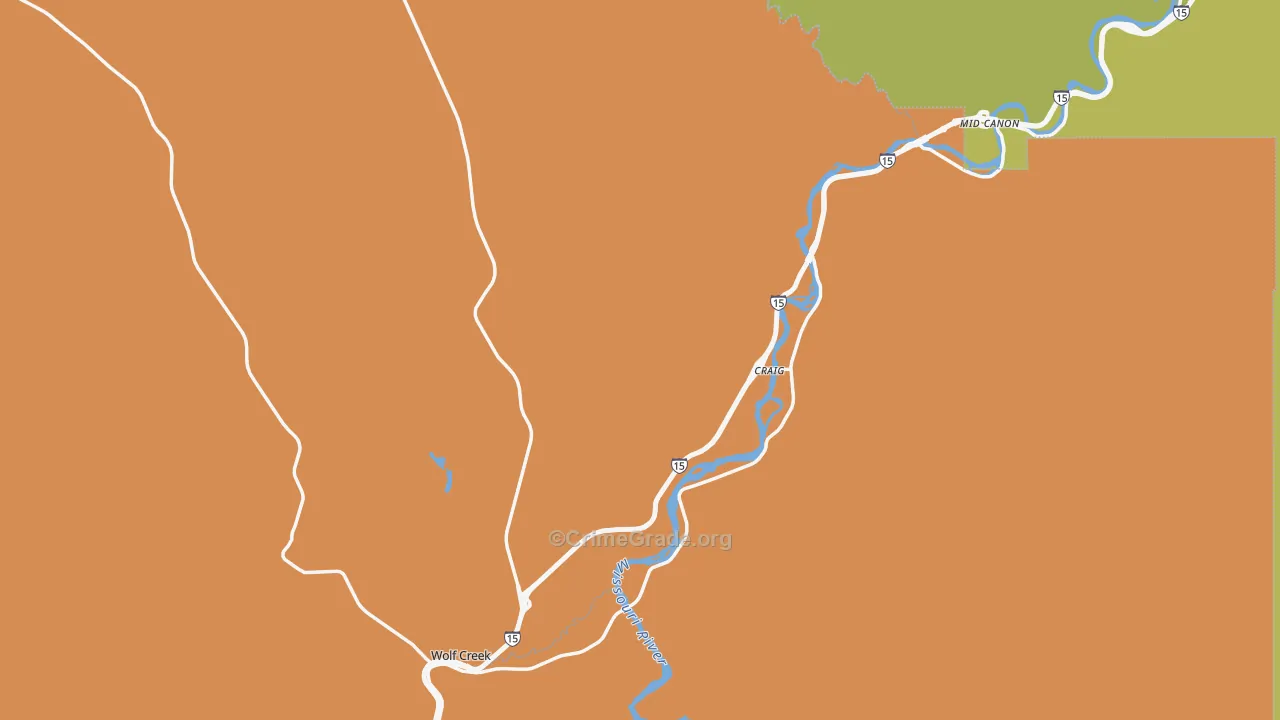 Wolf Creek, MT Map of Theft Rates