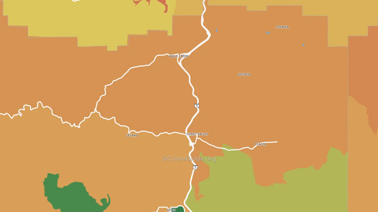 Wolf Creek, OR Map of Theft Rates