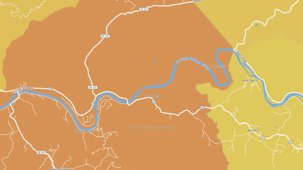 Wolf Creek, TN Map of Theft Rates