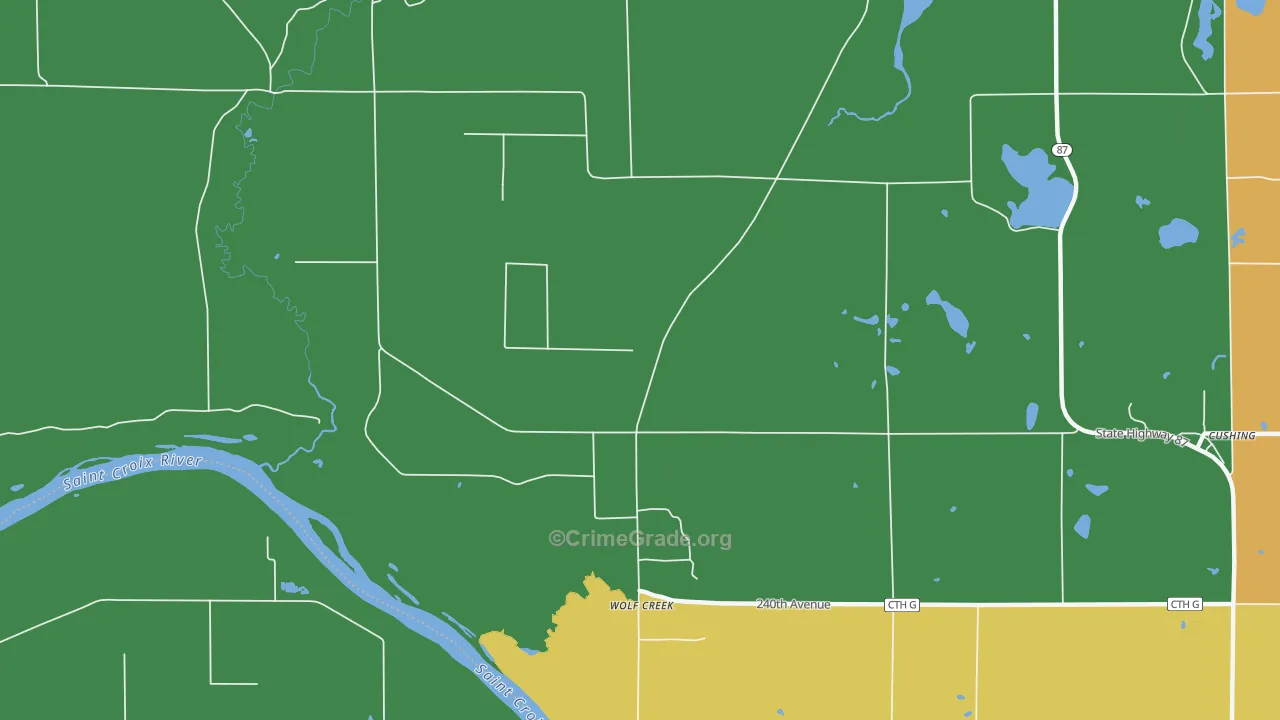 Wolf Creek, WI Map of Theft Rates
