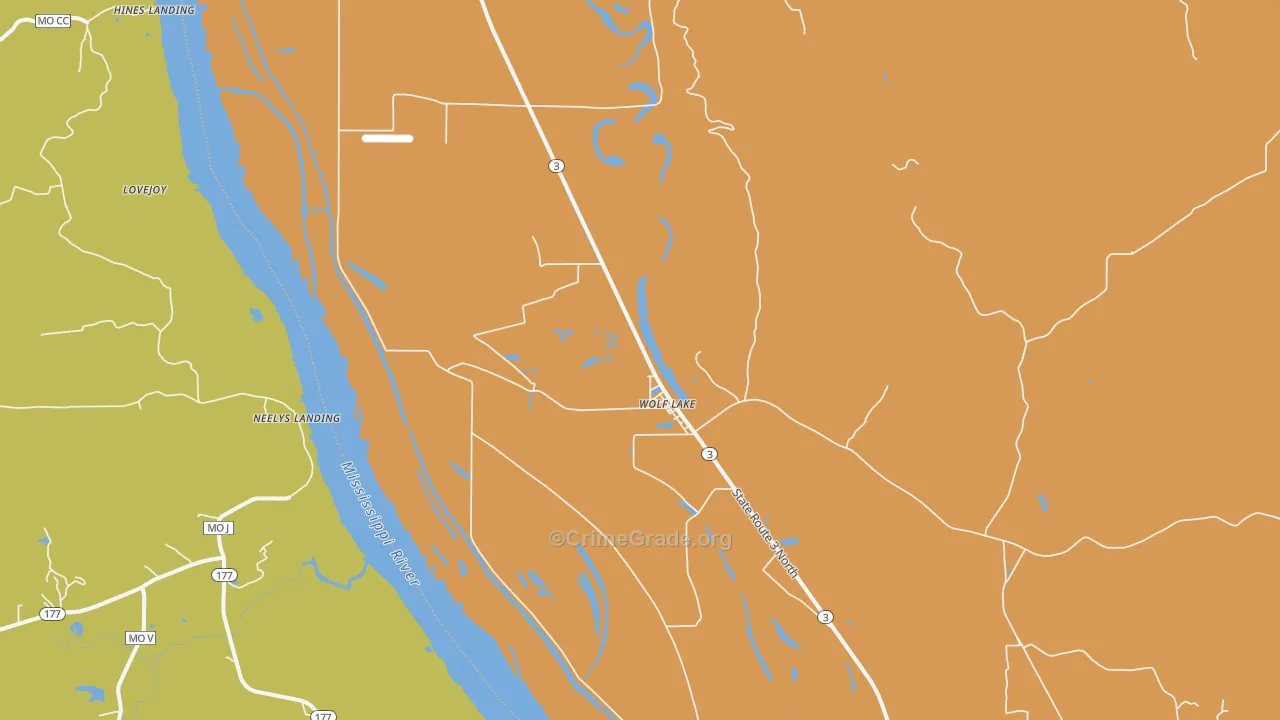 Wolf Lake, IL Map of Theft Rates