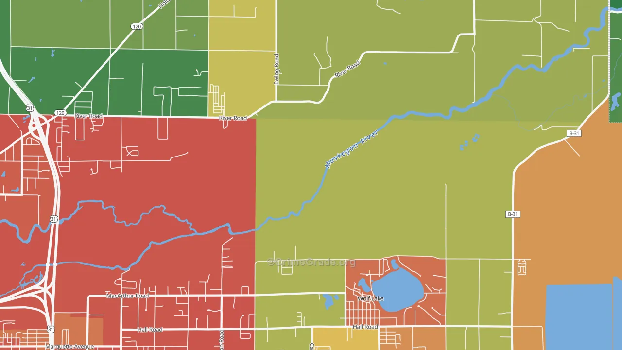 Wolf Lake, MI Map of Theft Rates
