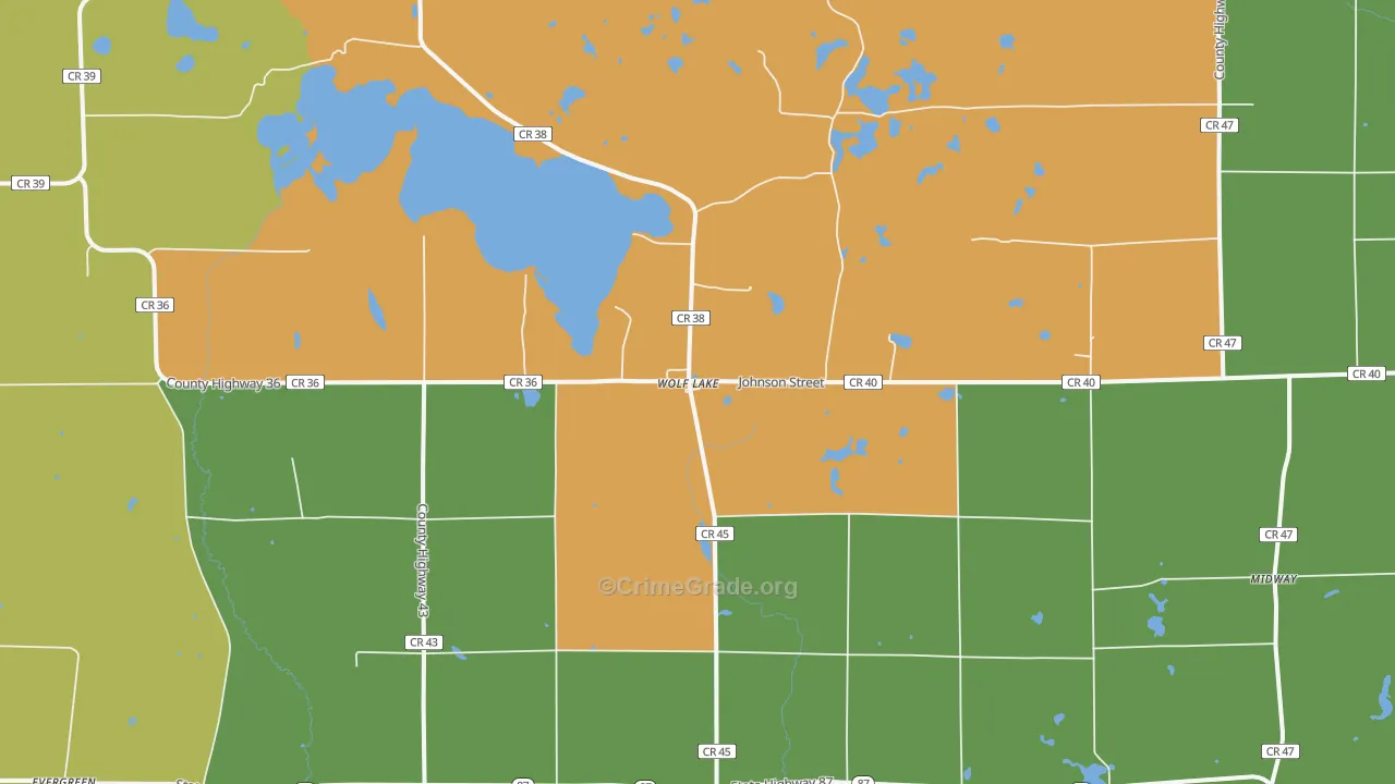 Wolf Lake, MN Map of Theft Rates