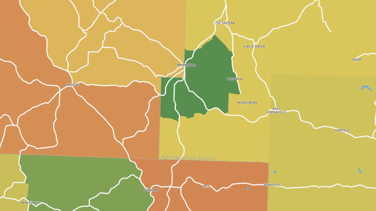 Wolf Run, OH Map of Theft Rates