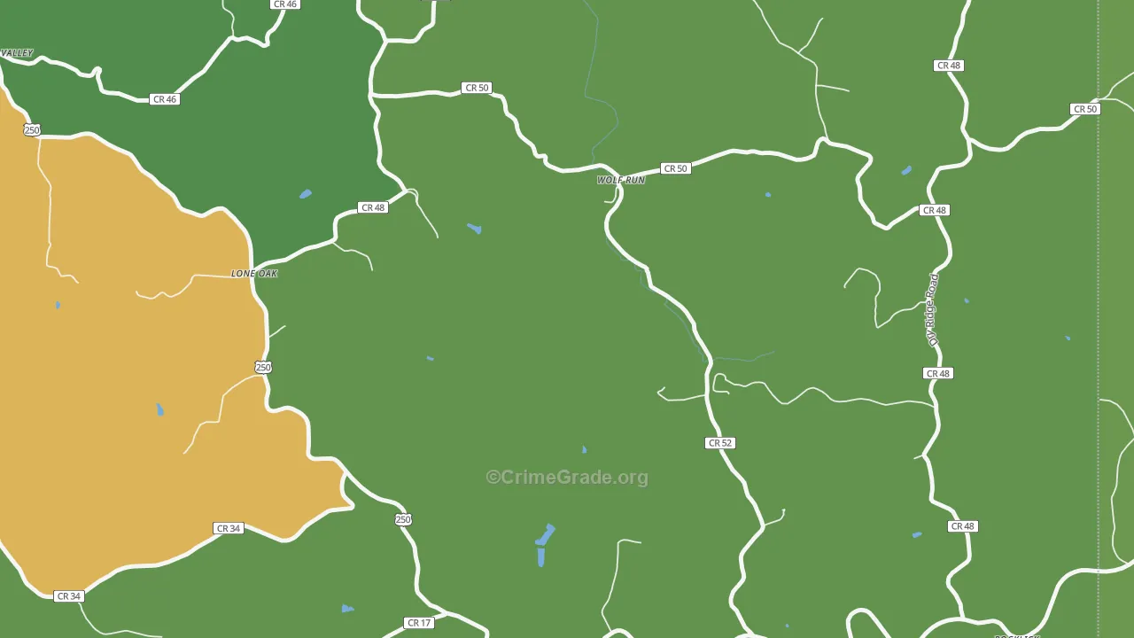 Wolf Run, WV Map of Theft Rates