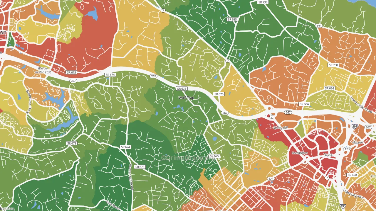 Wolf Trap, VA Map of Theft Rates