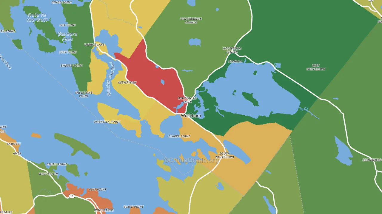 Wolfeboro Falls, NH Map of Theft Rates