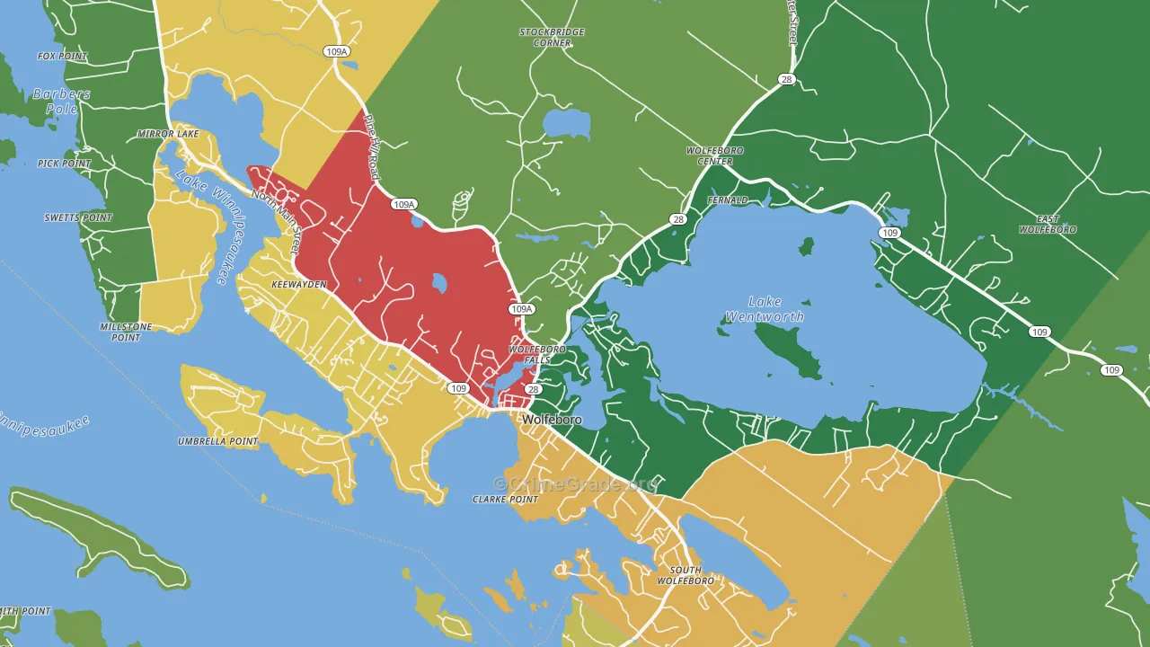 Wolfeboro, NH Map of Theft Rates