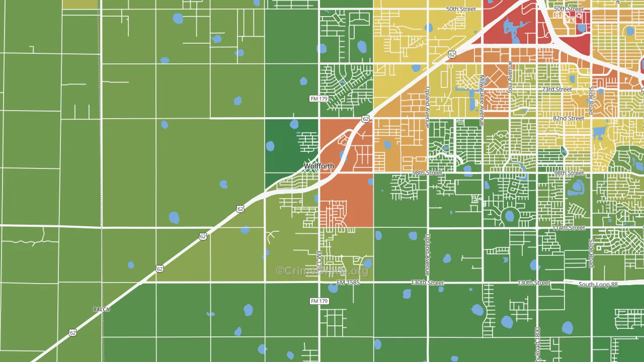 Wolfforth, TX Map of Theft Rates