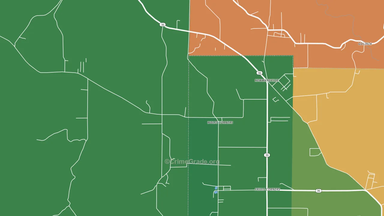 Wolfs Corner, PA Map of Theft Rates