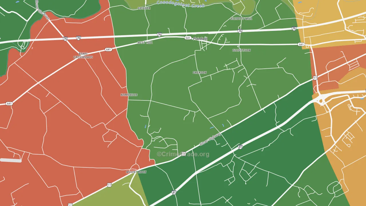 Wolfs Crossroads, PA Map of Theft Rates